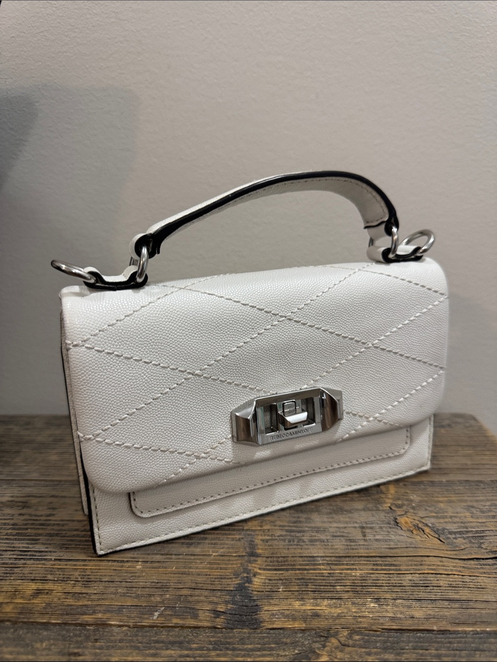 Rebecca Minkoff White Quilted Mini Top-Handle Bag (as is handle & no strap)